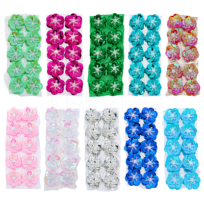 100Pcs 10 Colors Plastic Flower Sequins and Beads for Clothes FIND-ME0002-07-1