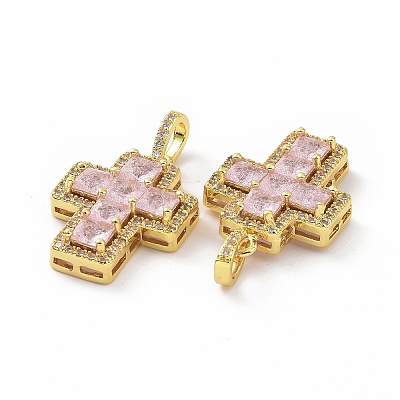 Brass Micro Pave Clear Cubic Zirconia Pendants ZIRC-F135-24G-02B-1