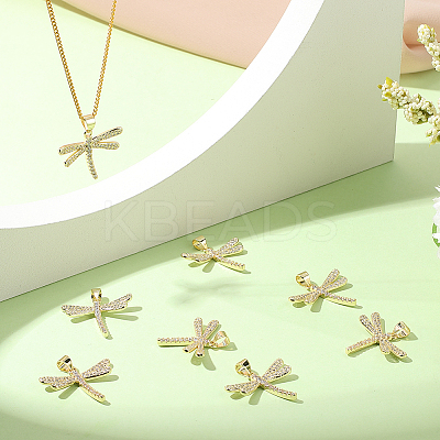 8 Pcs Brass Micro Pave Clear Cubic Zirconia Pendants KK-BBC0021-82-1