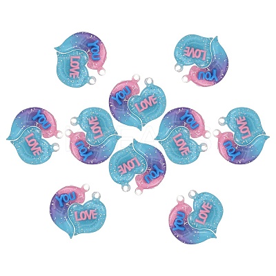 10 Sets Gradient Color Opaque Resin Pendants RESI-SZ0001-91C-1
