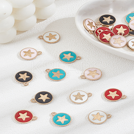 30Pcs 5 Colors Alloy Enamel Pendants ENAM-LP0002-41-1
