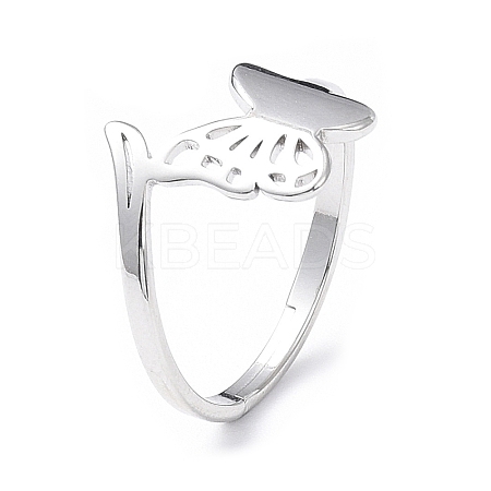 Non-Tarnish 304 Stainless Steel Hollow Out Butterfly Adjustable Ring for Women RJEW-I097-03P-1