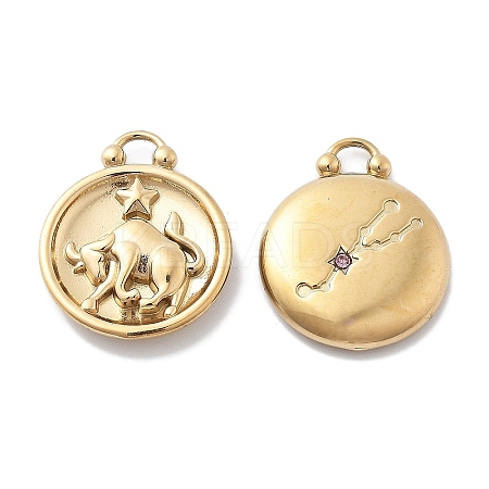 PVD Vacuum Plating 304 Stainless Steel Rhinestone Pendants STAS-R130-01G-01-1