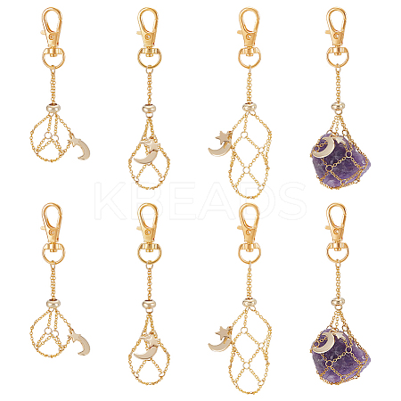 6Pcs 3 Styles Moon & Star Alloy Swivel Lobster Claw Clasps & Brass Cable Chains AJEW-UN00040-1
