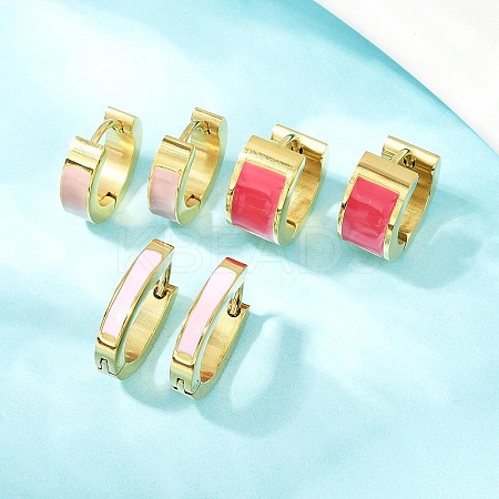 304 Stainless Steel Enamel Hoop Earrings EJEW-K268-20G-01-1