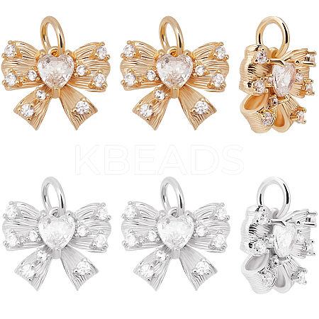 12Pcs 2 Colors Brass with Glass Rhinestone Charms KK-BBC0013-92-1