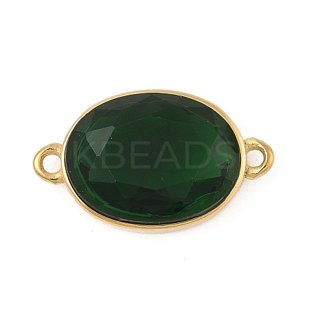 304 Stainless Steel Cubic Zirconia Oval Connector Charms STAS-P380-78G-03-1