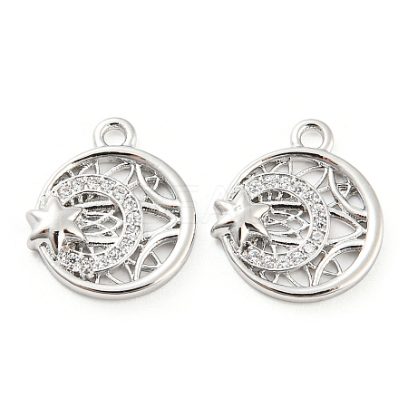 Brass Micro Pave Cubic Zirconia Charms KK-E090-37P-1