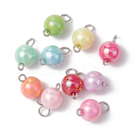 AB Color Plated Opaque Acrylic Round Connector Charms PALLOY-JF03543-02-1