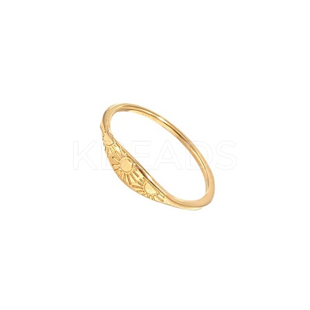 Sun Pattern 304 Stainless Steel Finger Rings FS-WG90263-02-1