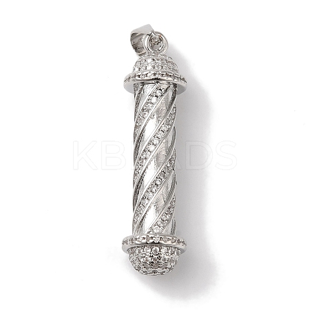 Rack Plating Brass Micro Pave Clear Cubic Zirconia Pendants KK-B092-31P-1