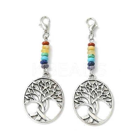 Alloy Tree of Life Pendant Decorations HJEW-JM01383-05-1