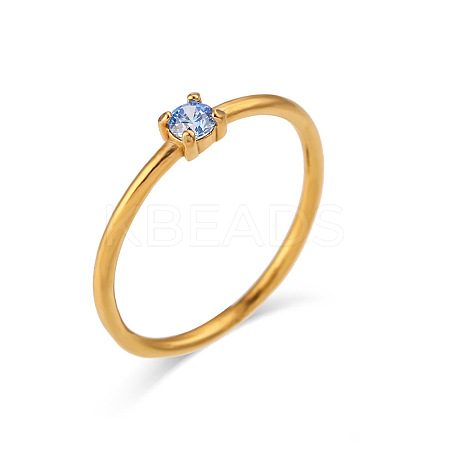 Flat Round 304 Stainless Steel Micro Pave Cubic Zirconia Finger Rings FS-WG2DA17-13-1