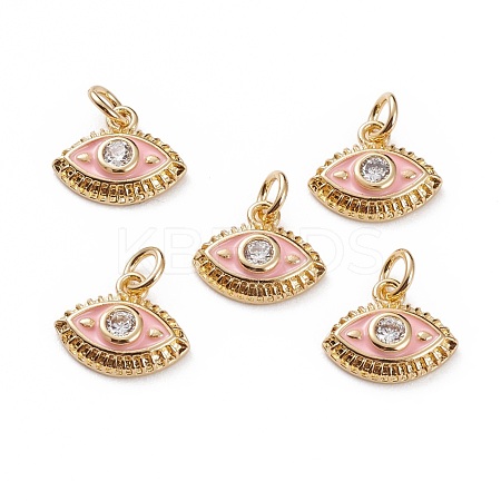 Brass Micro Pave Clear Cubic Zirconia Charms KK-C100-15G-A03-1