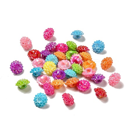 AB Color Acrylic Flower Sewing Shank Buttons PCA280Y-1