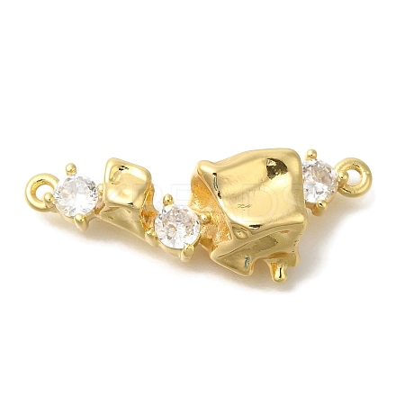 Brass Pave Clear Cubic Zirconia Connector Charms KK-K388-69G-1