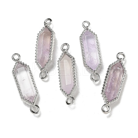 Natural Amethyst Faceted Double Terminal Pointed Hexagon Connector Charms G-G181-04P-02-1