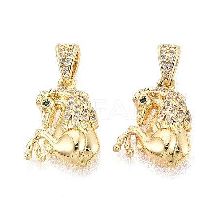 Brass Micro Pave Clear Cubic Zirconia Pendants KK-T075-85G-1