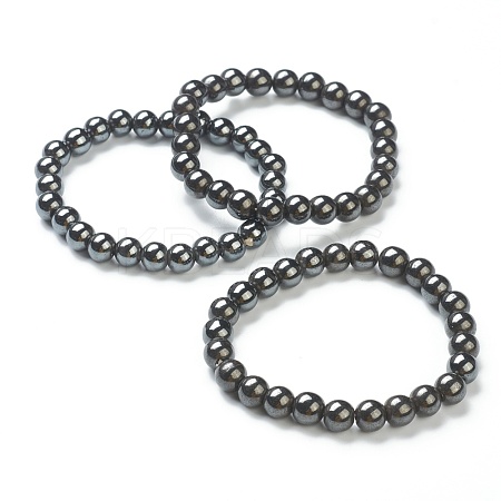 Synthetic Non-magnetic Hematite Beaded Stretch Bracelets BJEW-D446-C-22-1
