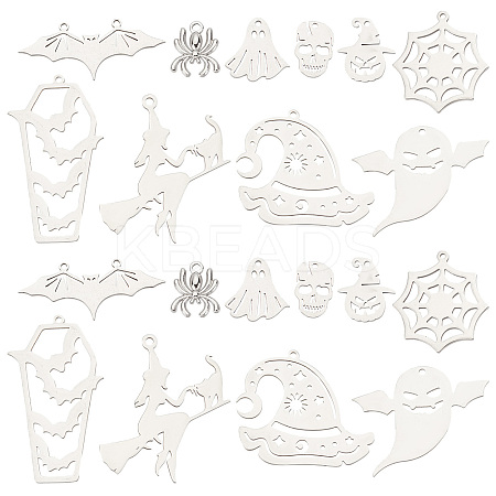 20Pcs 10 Styles 201 & 304 Stainless Steel Pendants STAS-SC0005-15-1