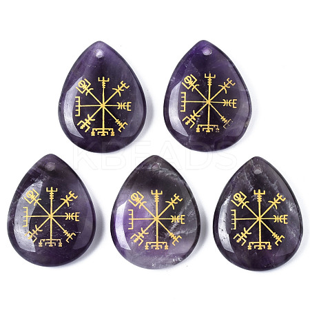 Natural Amethyst Pendants G-T122-72E-1