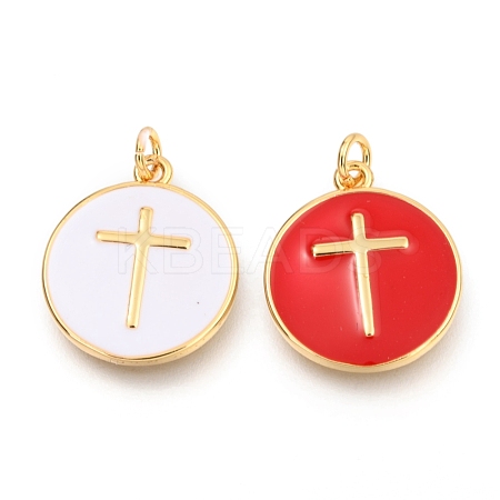 Brass Enamel Pendants KK-B027-02G-1