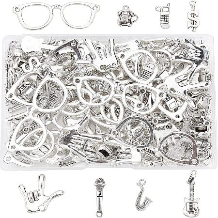 128Pcs 8 Style Tibetan Style Alloy Big Pendants TIBEP-FH0001-16-1