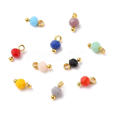 Faceted Glass Beads Pendants PALLOY-JF00546-1