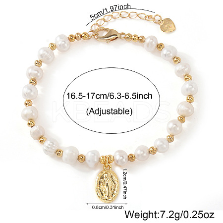Elegant Roudelle Natural Freshwater Pearl & Brass Beaded Bracelets EN4357-3-1