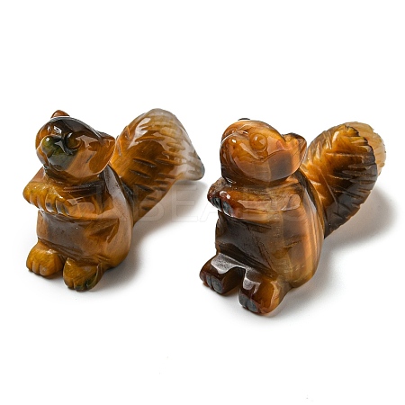 Natural Tiger Eye Carved Healing Squirrel Figurines DJEW-D012-01B-1