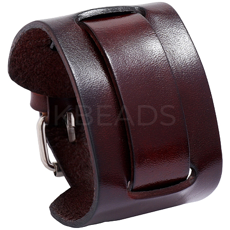 1Pc Vintage Punk Rock Style Wide Leather Cord Wristband Bracelets for Unisex BJEW-CL0001-17B-1