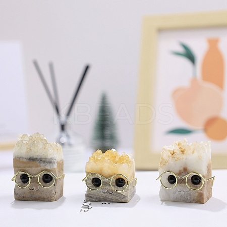 Natural Druzy Quartz Crystal Hedgehog Figurines PW-WG26886-01-1