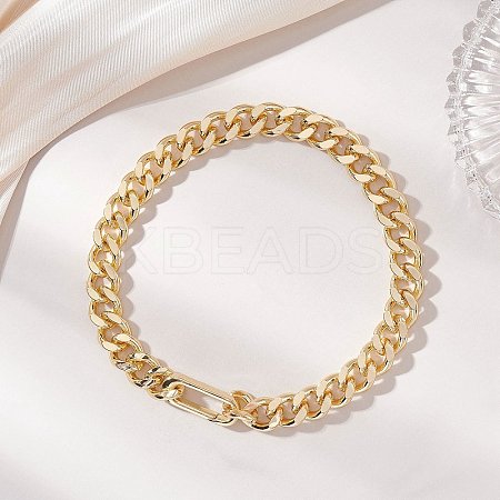 Brass Cuban Link Chain Bracelets BJEW-JB13349-1