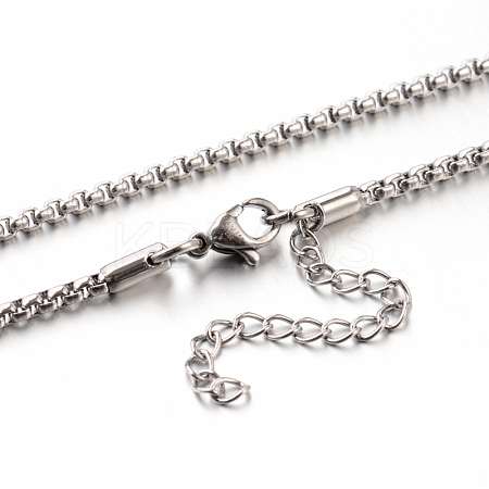 Tarnish Resistant 304 Stainless Steel Box Chain Necklaces STAS-M174-001-D-1