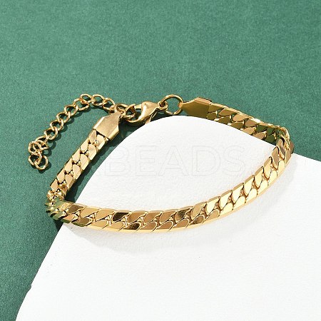 304 Stainless Steel Curb Chain Bracelets for Women BJEW-Z143-15G-1