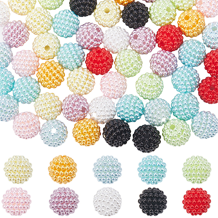 100Pcs 10 Colors Resin Imitation Pearl Beads RESI-SC0003-10-1