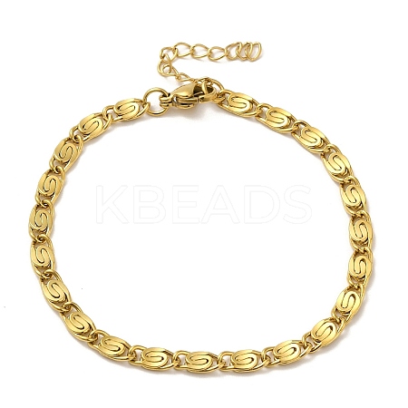 Ion Plating(IP)  304 Stainless Steel Lumachina Chain Bracelets BJEW-C079-01B-G-1