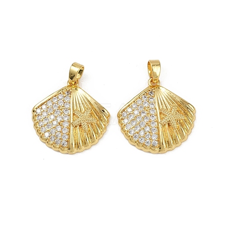 Brass Micro Pave Cubic Zirconia Pendants KK-C093-07G-1