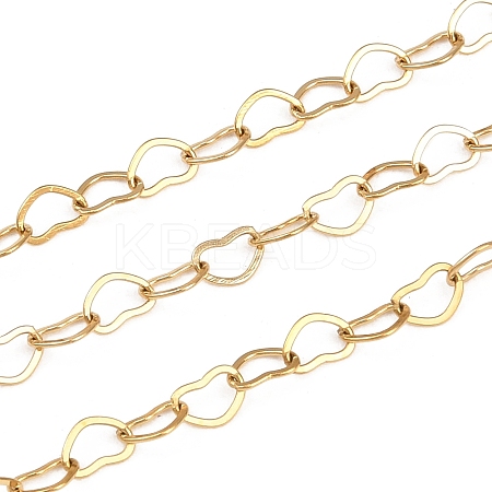 304 Stainless Steel Heart Link Chains CHS-C013-04G-01-1