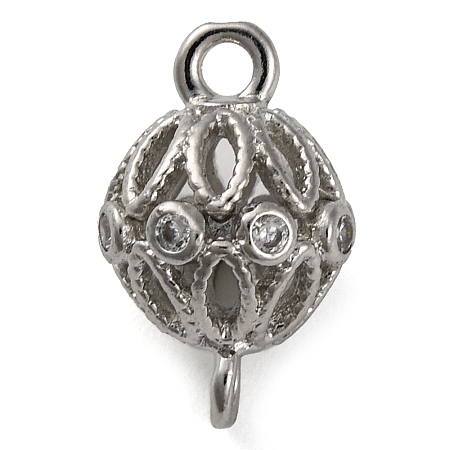Brass Micro Pave Clear Cubic Zirconia Connector Charms KK-A230-06E-P-1