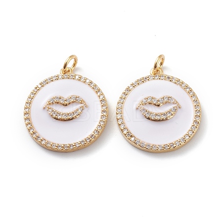Brass Micro Pave Clear Cubic Zirconia Pendants ZIRC-Z008-13G-1