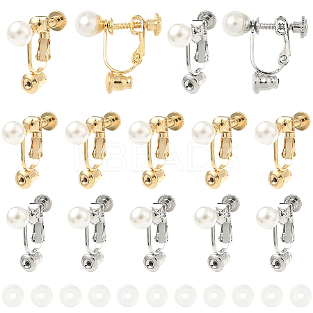 24Pcs 2 Colors 316 Surgical Stainless Steel Clip-on Earring Converters Findings STAS-SC0010-34B-1