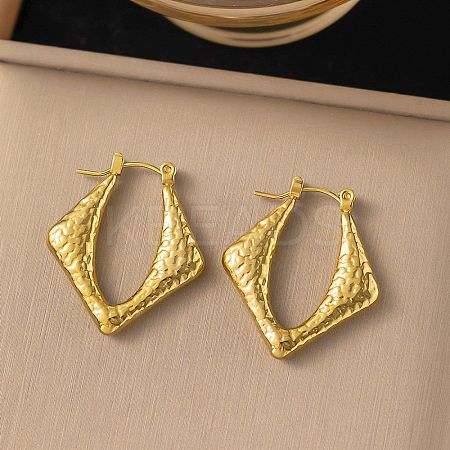 304 Stainless Steel Rhombus Hoop Earrings EJEW-Q040-03G-1