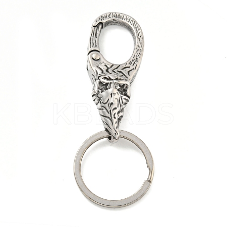 Tibetan Style 316 Surgical Stainless Steel Fittings with 304 Stainless Steel Key Ring FIND-Q101-01AS-1