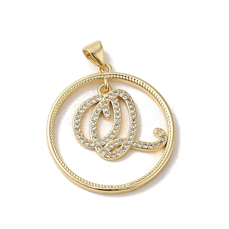Brass Micro Pave Cubic Zirconia Pendants KK-C058-12A-G-1
