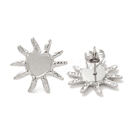 304 Stainless Steel Sun Stud Earrings EJEW-C114-28P-1