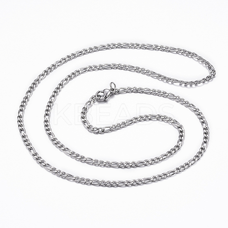 Non-Tarnish 304 Stainless Steel Figaro Chain Necklaces LS-NJEW-H445-01P-1