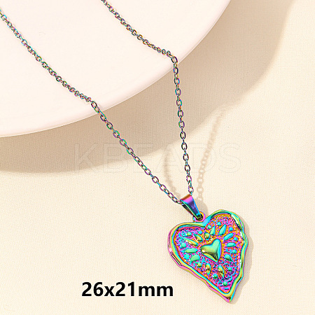 304 Stainless Steel Heart Pendant Necklaces for Men and Women FS-WG1B83F-15-1