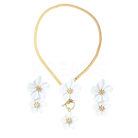 Spray Paint Alloy Jewerly Sets SJEW-YWC0001-01C-1