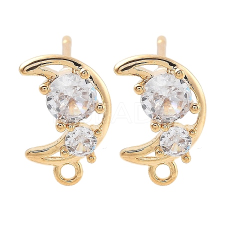 Brass Clear Cubic Zirconia Stud Earring Findings LS-KK-A238-01D-G-1